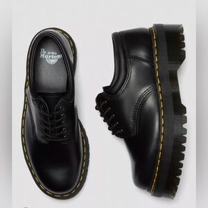 Dr. Martens Black Leather Platform 8053 Quad Mono Casual Chunky Shoes 9 M/ 10 W